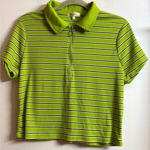 Stella Tweed top Jr’s green striped cropped size 2X.